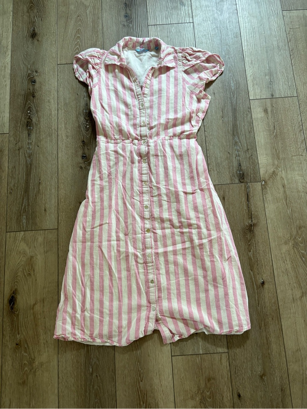 Draper James Pink and White Striped Midi Shirt Dress size medium